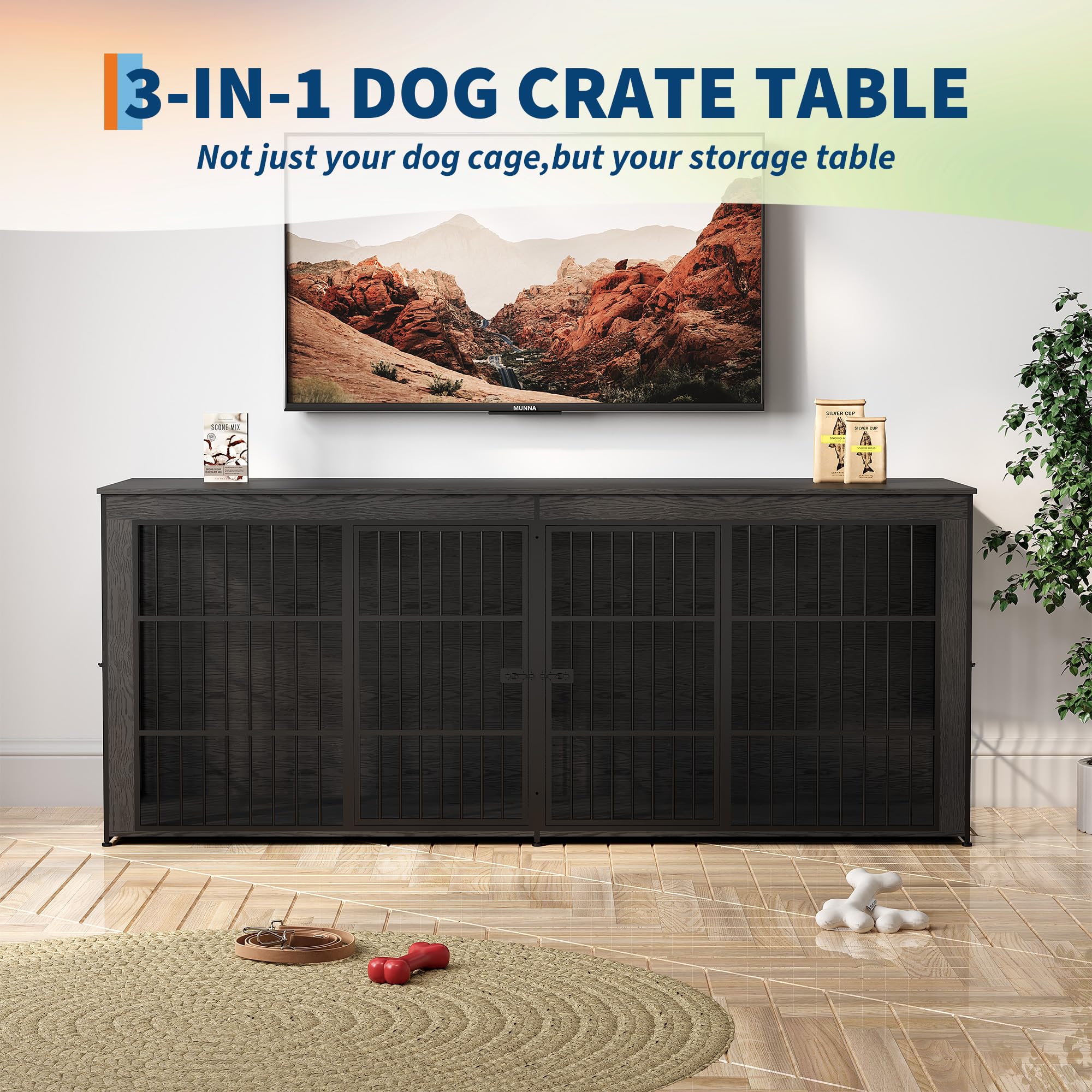 Dailypets 94.5-Inch Extra Large Dog Crate Furniture with Storage Shelf