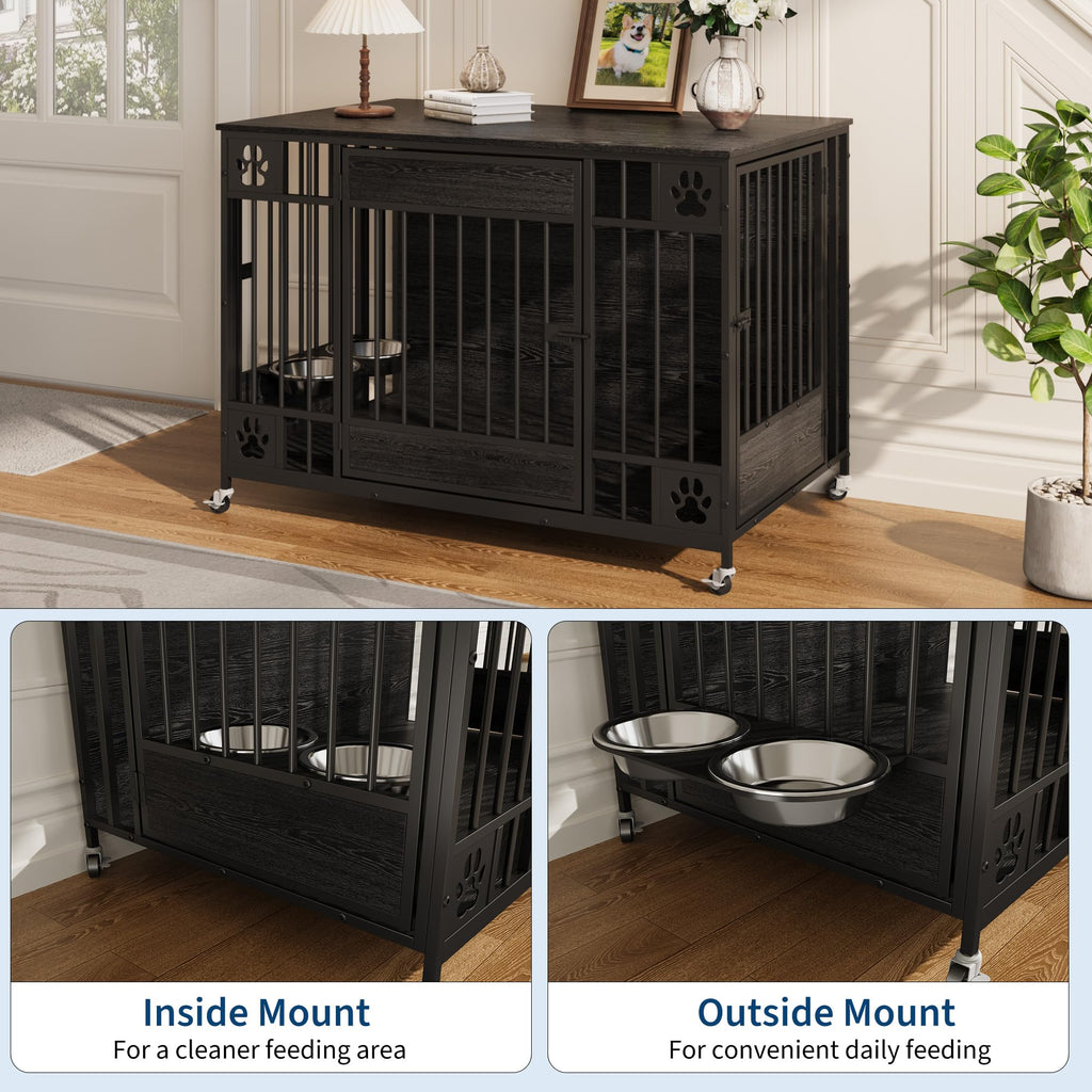 Dailypets 41-Inch Furniture Style Dog Crate with Triple Door Access
