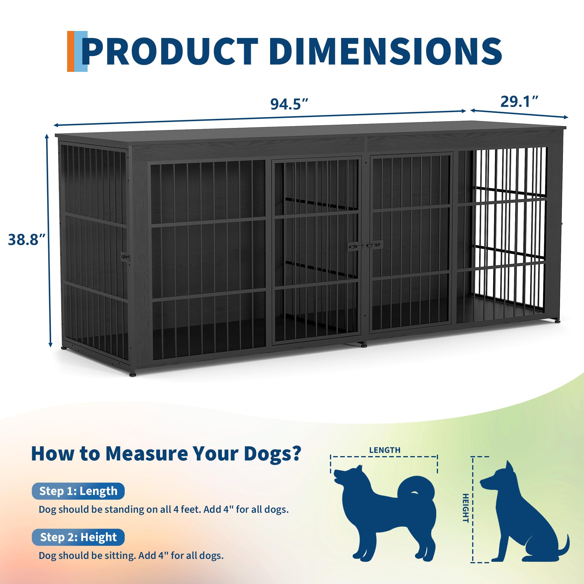 Dailypets 94.5-Inch Extra Large Dog Crate Furniture with Storage Shelf