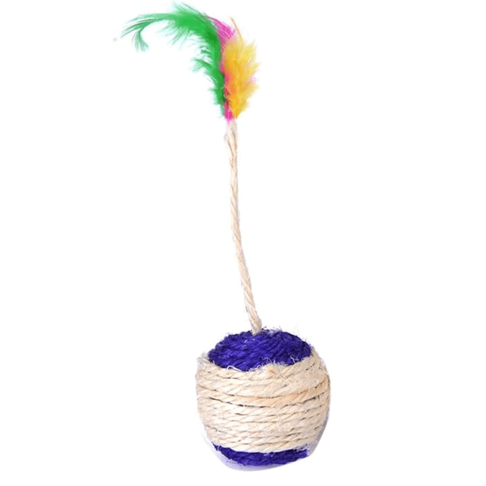 Dailypets Interactive Sisal Scratching Ball for Cats with Feather Teaser & Indoor Play