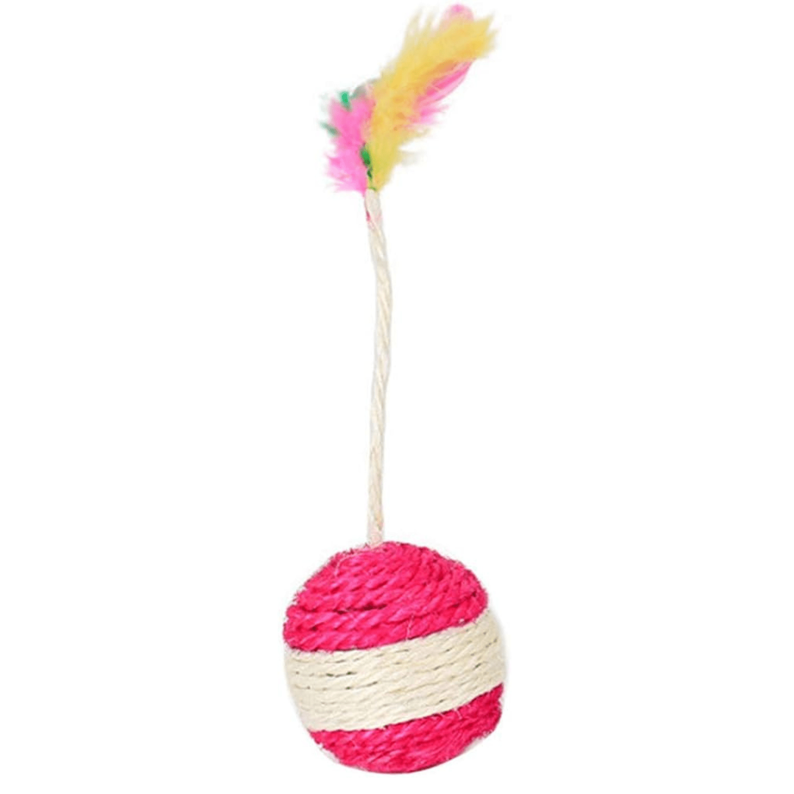 Dailypets Interactive Sisal Scratching Ball for Cats with Feather Teaser & Indoor Play