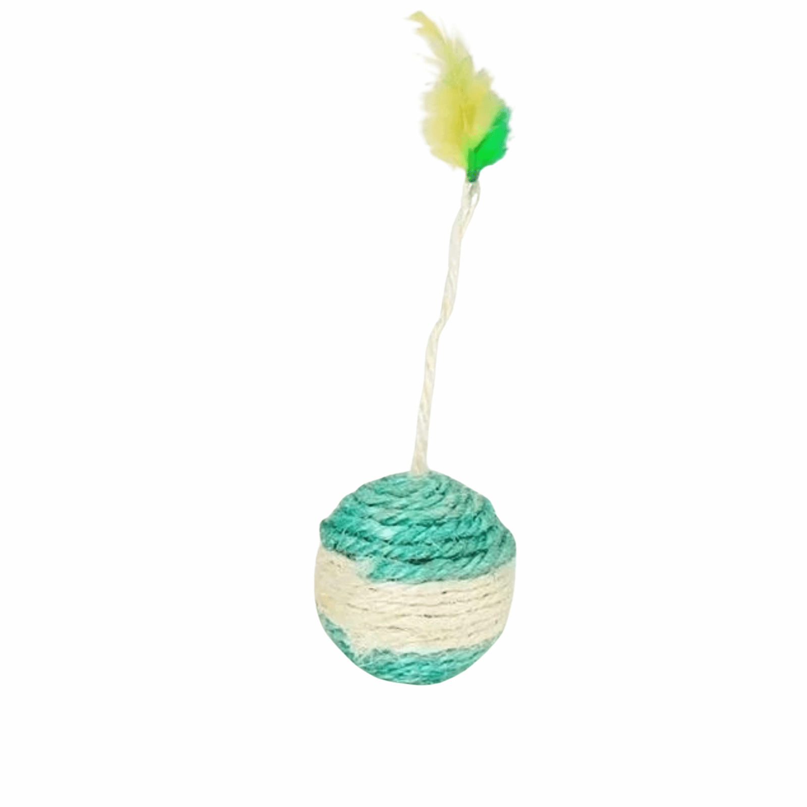 Dailypets Interactive Sisal Scratching Ball for Cats with Feather Teaser & Indoor Play