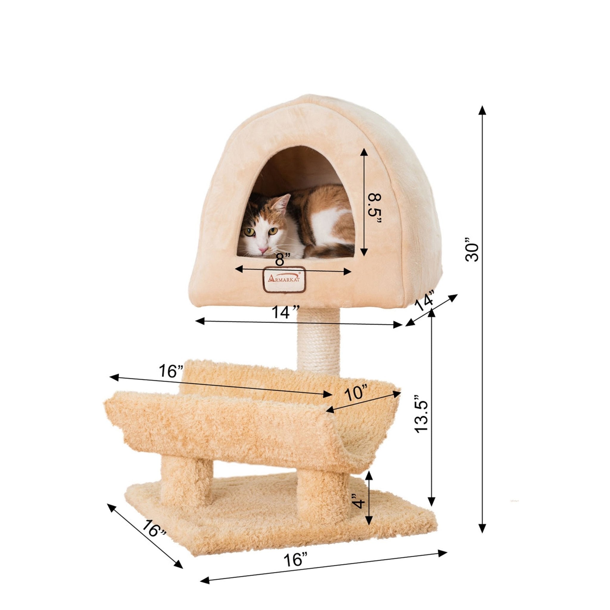 Dailypets Small Deluxe Cat Tree – Compact Plush Tower with Enclosed Condo & Scratching Post