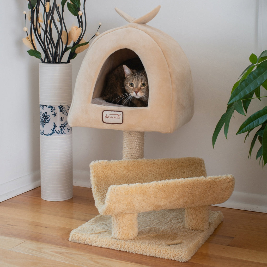 Dailypets Small Deluxe Cat Tree – Compact Plush Tower with Enclosed Condo & Scratching Post