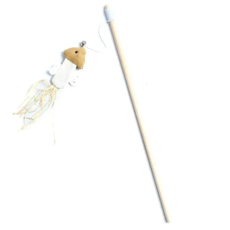 Dailypets Interactive Feather Wand Toy for Cats with Wooden Handle & Colorful Teaser