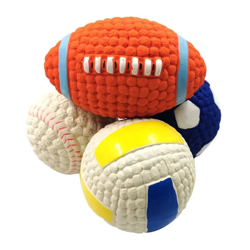 Dailypets Squeaky Latex Sports Ball Dog Toy for Fetch & Chewing