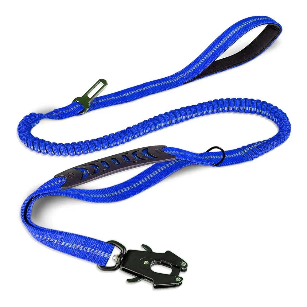 Dailypets Heavy-Duty Reflective Dog Leash with Shock-Absorbing Bungee & Car Seat Belt