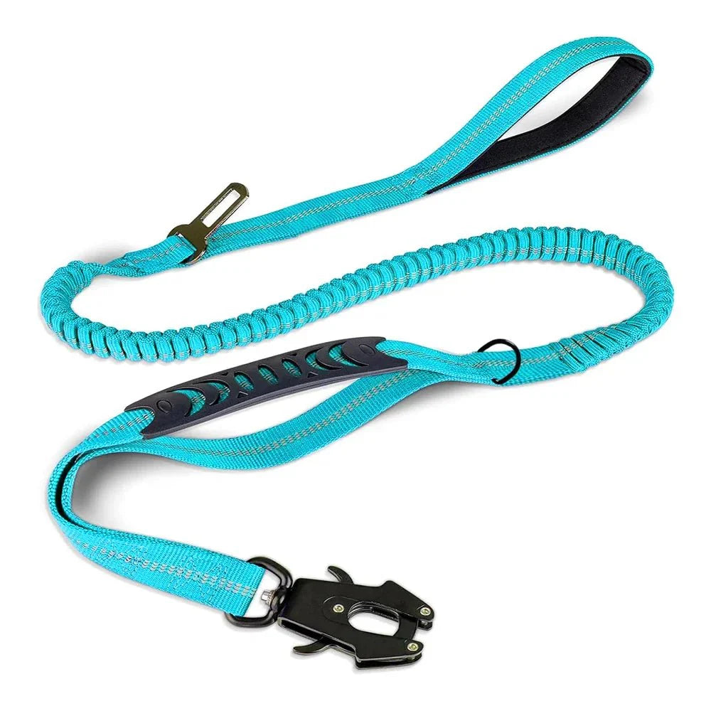 Dailypets Heavy-Duty Reflective Dog Leash with Shock-Absorbing Bungee & Car Seat Belt
