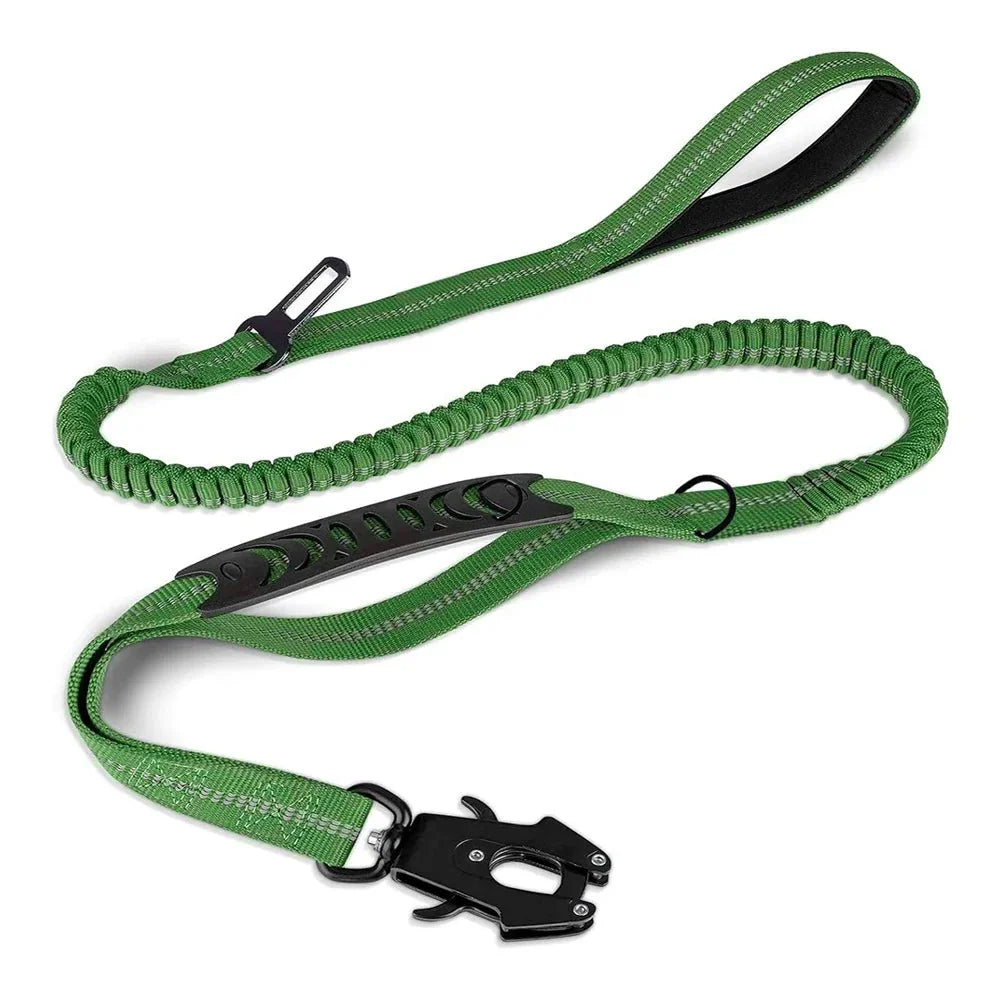 Dailypets Heavy-Duty Reflective Dog Leash with Shock-Absorbing Bungee & Car Seat Belt