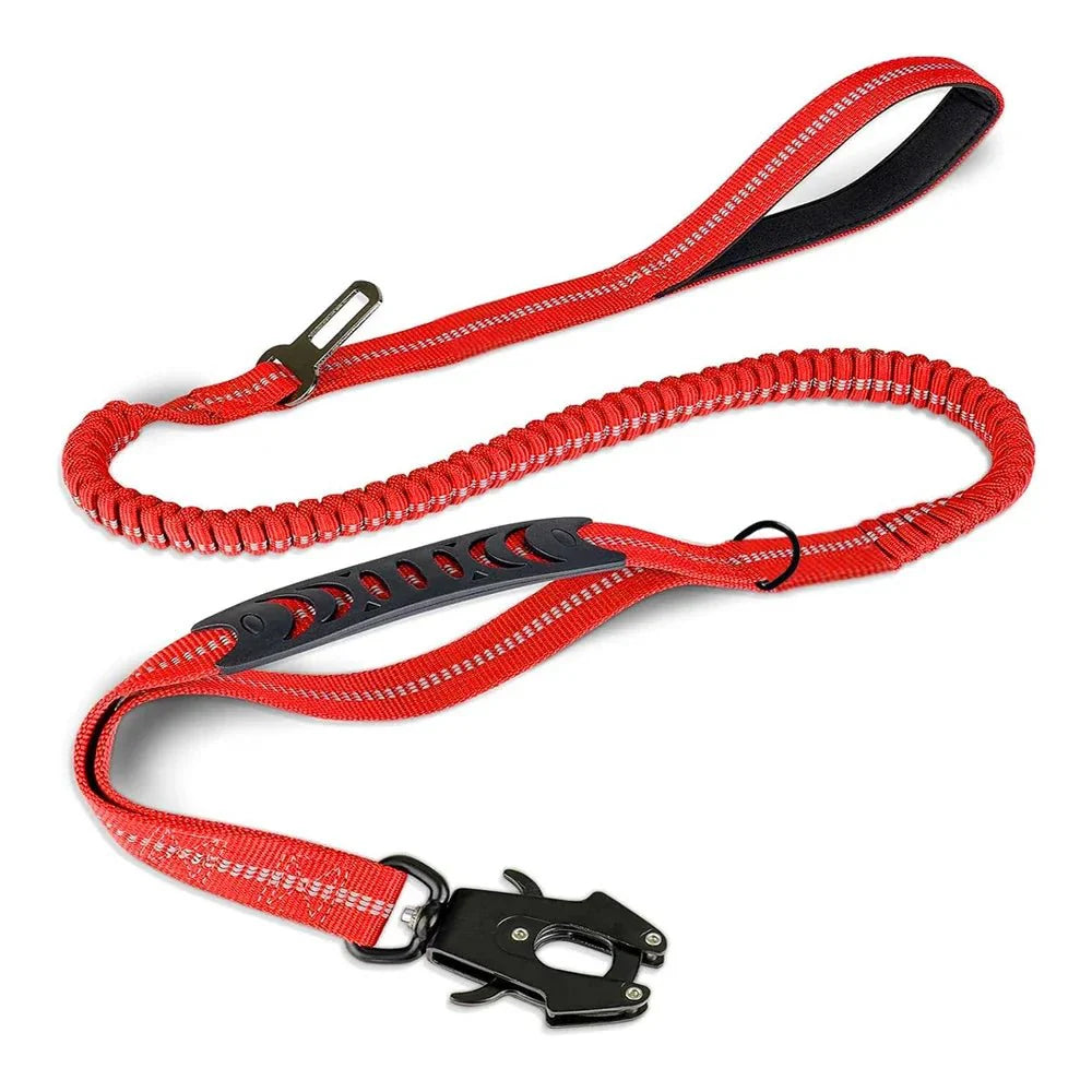 Dailypets Heavy-Duty Reflective Dog Leash with Shock-Absorbing Bungee & Car Seat Belt