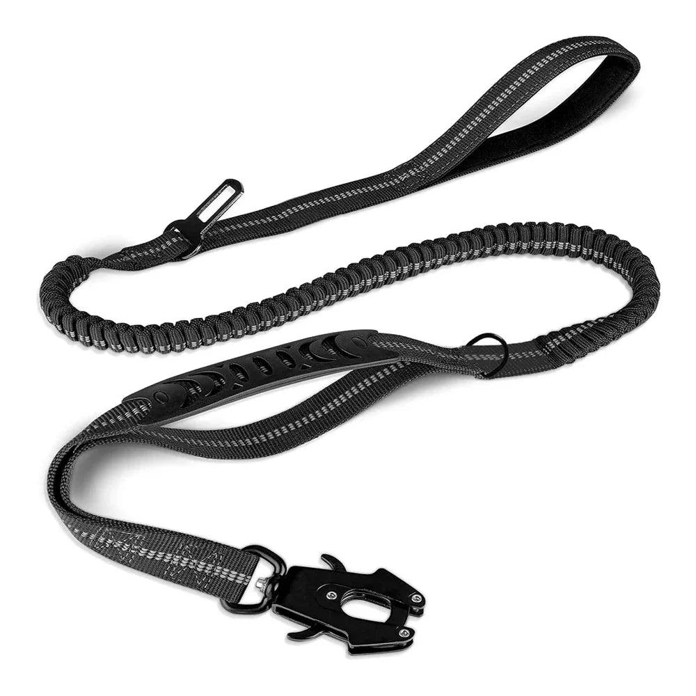 Dailypets Heavy-Duty Reflective Dog Leash with Shock-Absorbing Bungee & Car Seat Belt