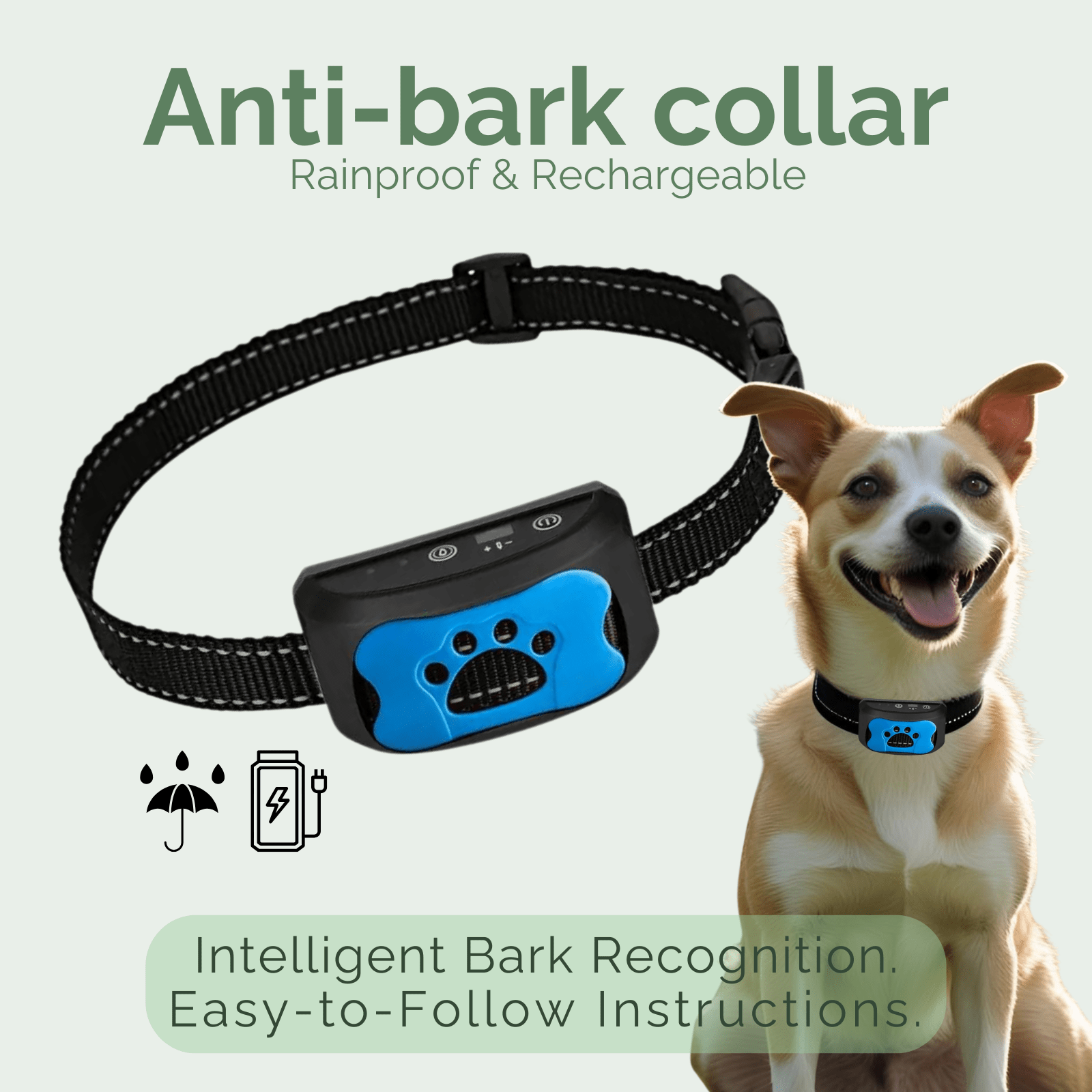 Dailypets Rechargeable Anti-Bark Training Collar with Vibration and Beep Modes