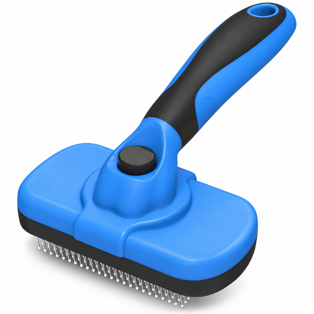 POUPIPETS Self-Cleaning Slicker Brush – Skin-Friendly Deshedding Tool for Dogs & Cats