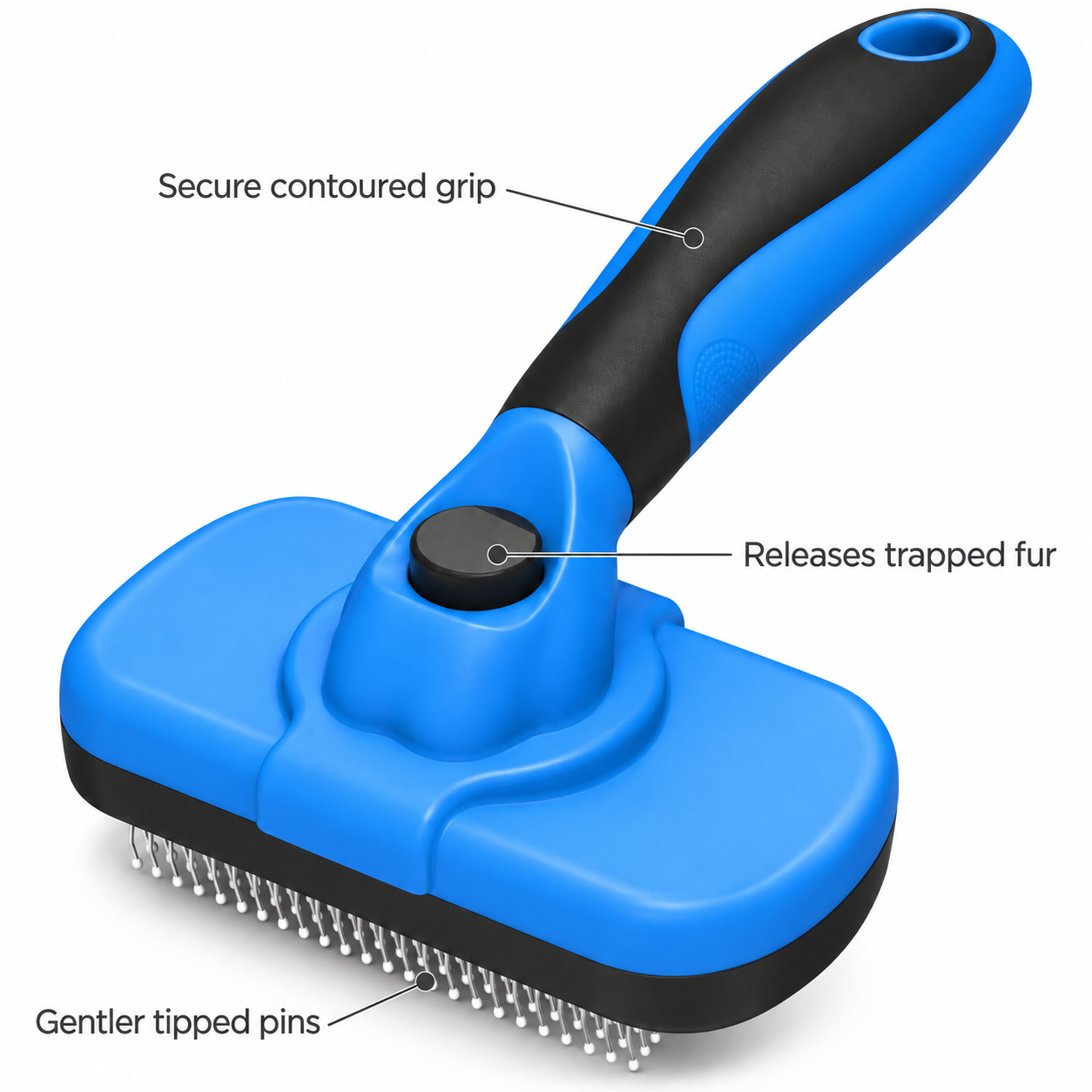 POUPIPETS Self-Cleaning Slicker Brush – Skin-Friendly Deshedding Tool for Dogs & Cats