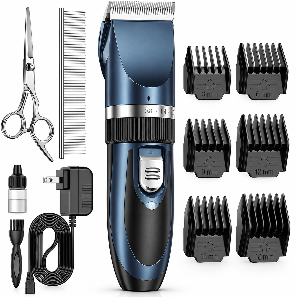POUPIPETS Dog Clippers – Low Noise Rechargeable Pet Grooming Kit for Dogs & Cats