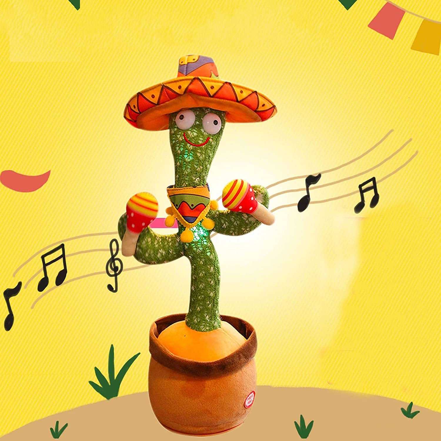 Dailypets Cat Dancing Cactus Toy, Voice Mimic Plush Toy for Indoor Play