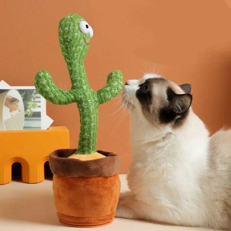 Dailypets Interactive Cat Companion Toy – Dancing Cactus with Lights and Sound