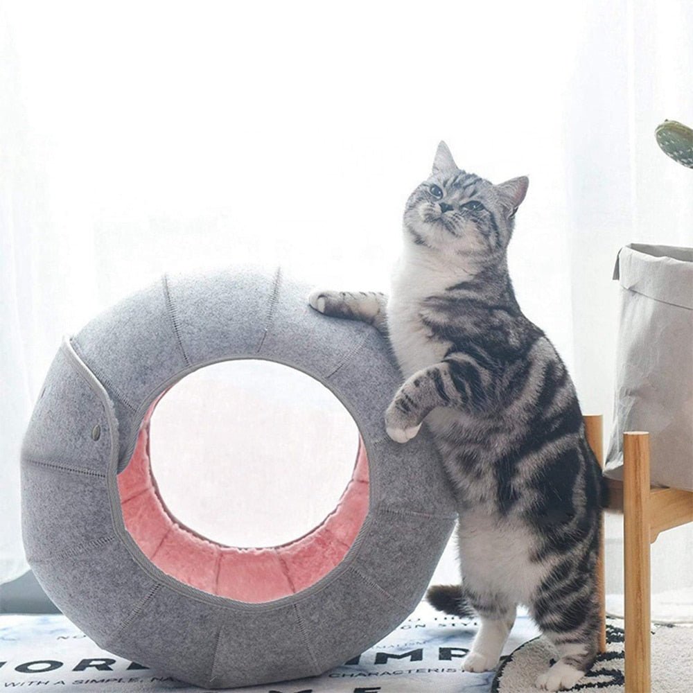 Dailypets Convertible Shell Cat Bed – Foldable Cozy Cat Cave