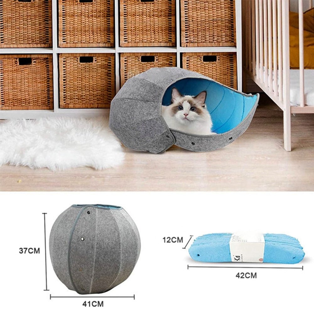 Dailypets Convertible Shell Cat Bed – Foldable Cozy Cat Cave