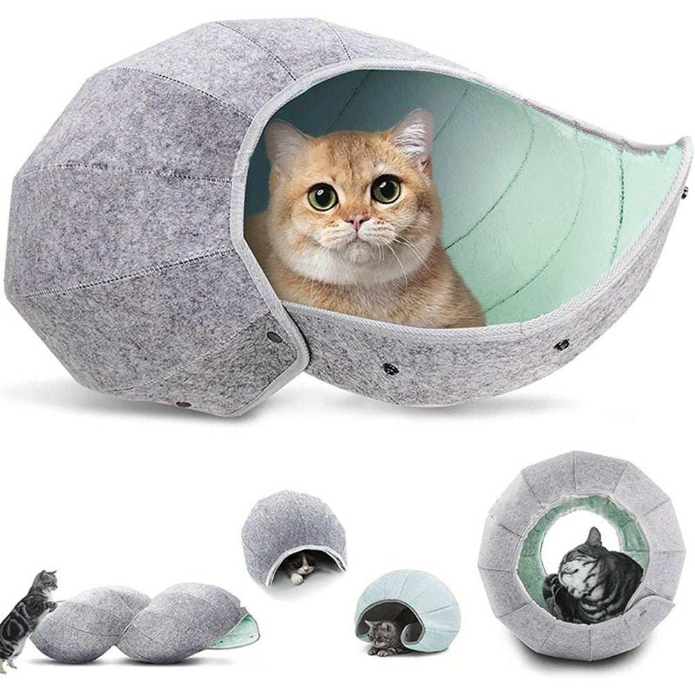 Dailypets Round Cat Cave Bed, Shell Style Lounge with Plush Interior