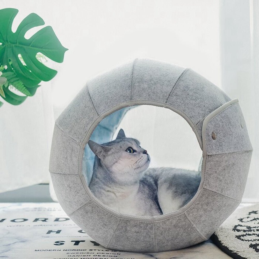 Dailypets Round Cat Cave Bed, Shell Style Lounge with Plush Interior