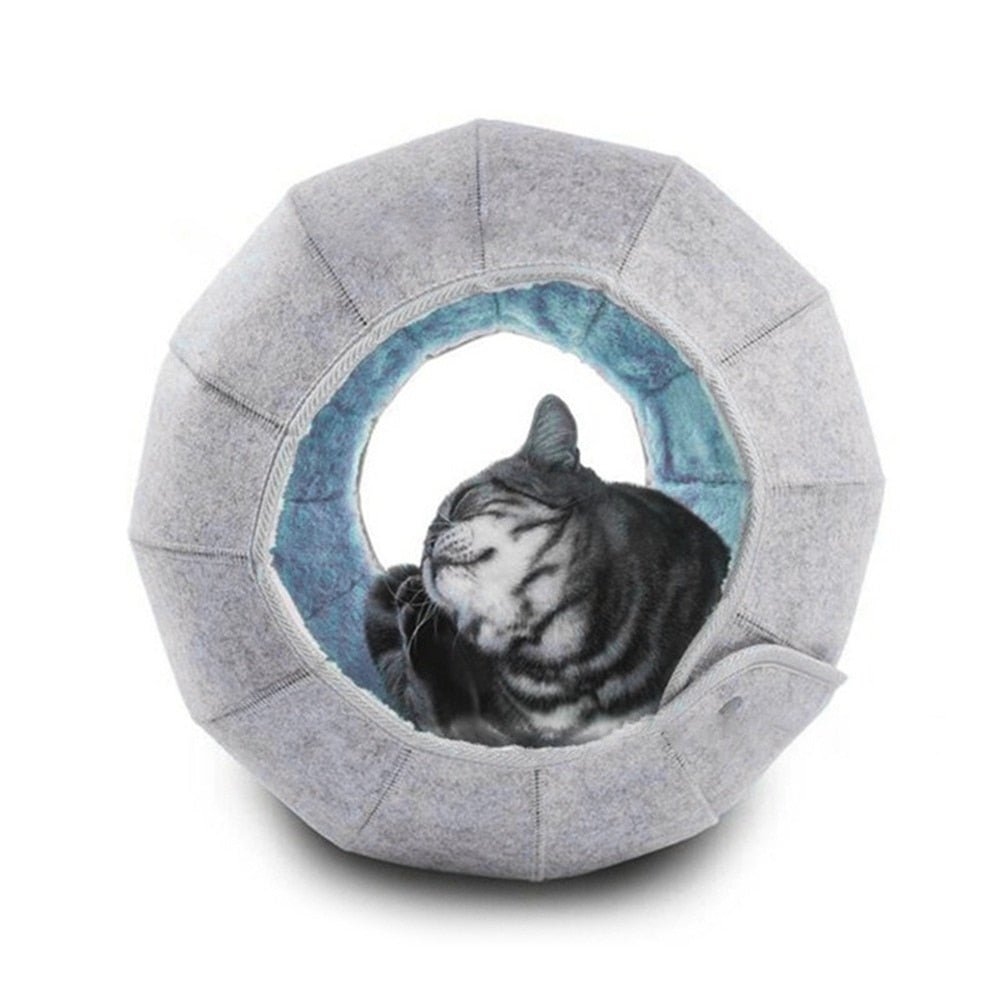 Dailypets Round Cat Cave Bed, Shell Style Lounge with Plush Interior