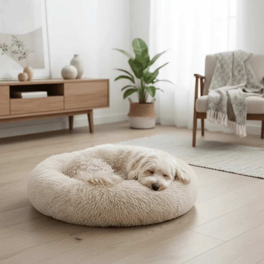 Dailypets Calming Plush Pet Bed with Raised Supportive Rim for Restful Everyday Sleep