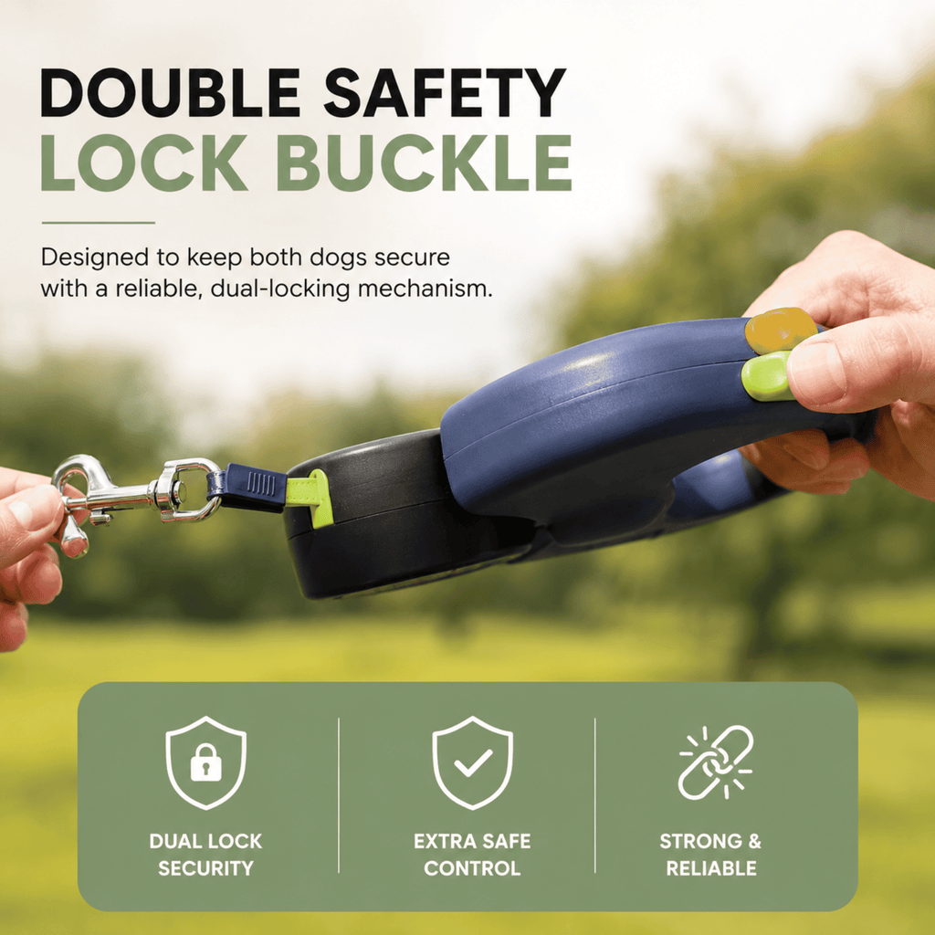 Dailypets Double Retractable Dog Leash with LED Light and Tangle-Free 360° Swivel Design