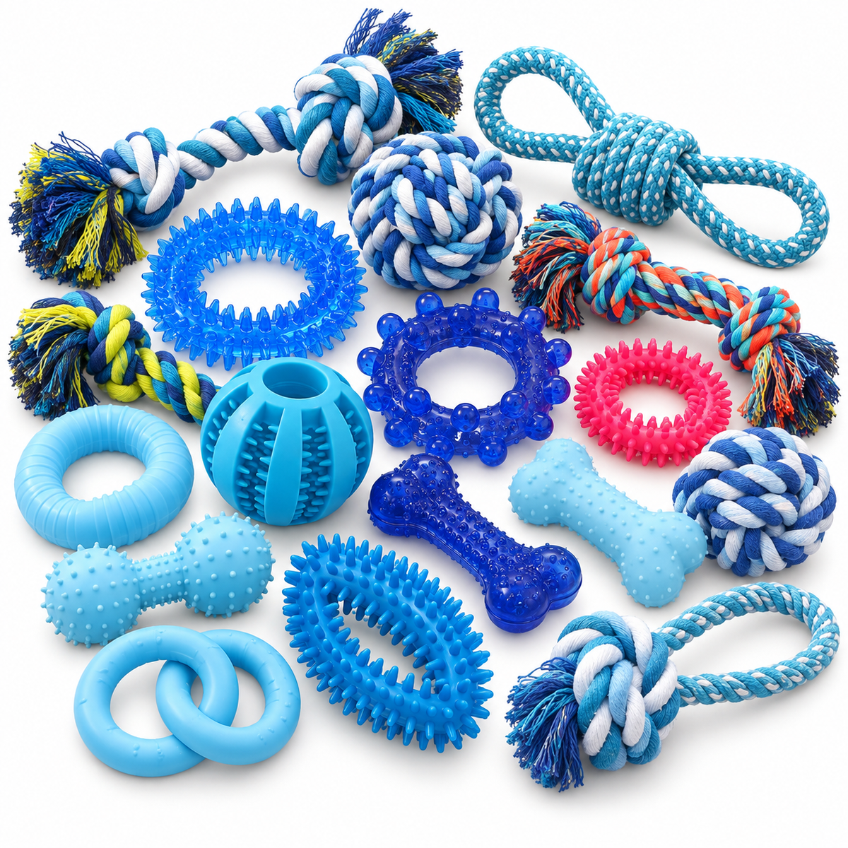 POUPIPETS Puppy Chew Toys – 20 Pack Teething & Rope Toy Set for Puppies & Small Dogs