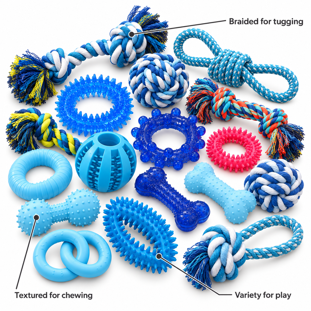 POUPIPETS Puppy Chew Toys – 20 Pack Teething & Rope Toy Set for Puppies & Small Dogs