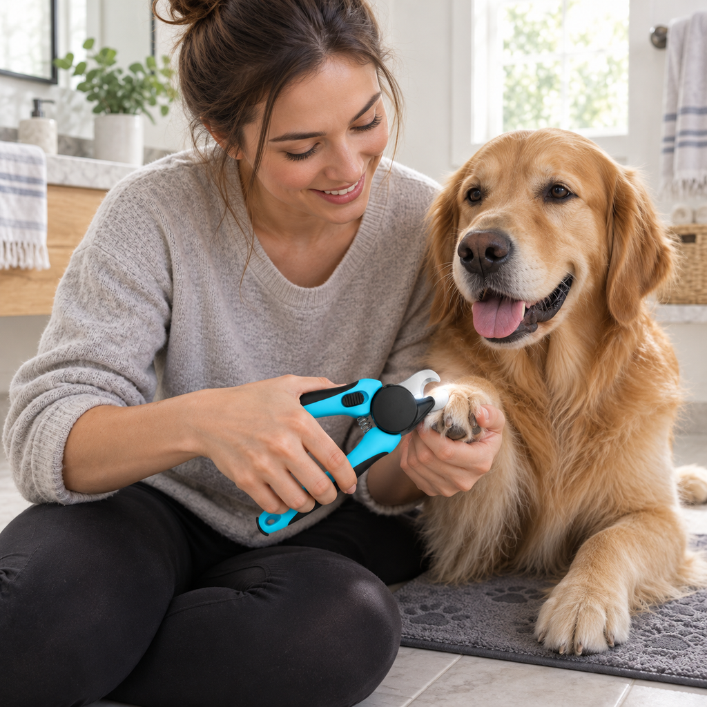 POUPIPETS Dog Nail Clipper – LED Light, Safety Guard & Nail File for Dogs & Cats