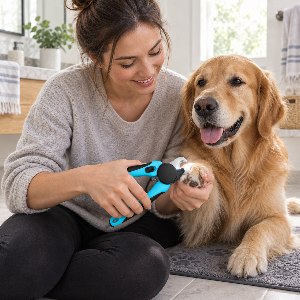 POUPIPETS Dog Nail Clipper – LED Light, Safety Guard & Nail File for Dogs & Cats