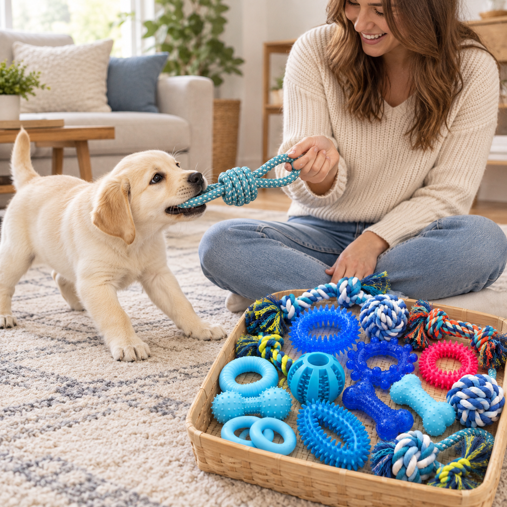 POUPIPETS Puppy Chew Toys – 20 Pack Teething & Rope Toy Set for Puppies & Small Dogs