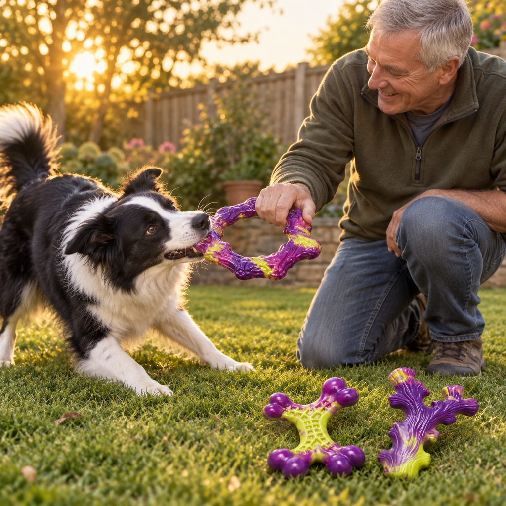 POUPIPETS Tough Dog Chew Toys 3-Pack – Durable Toys for Medium & Large Dogs