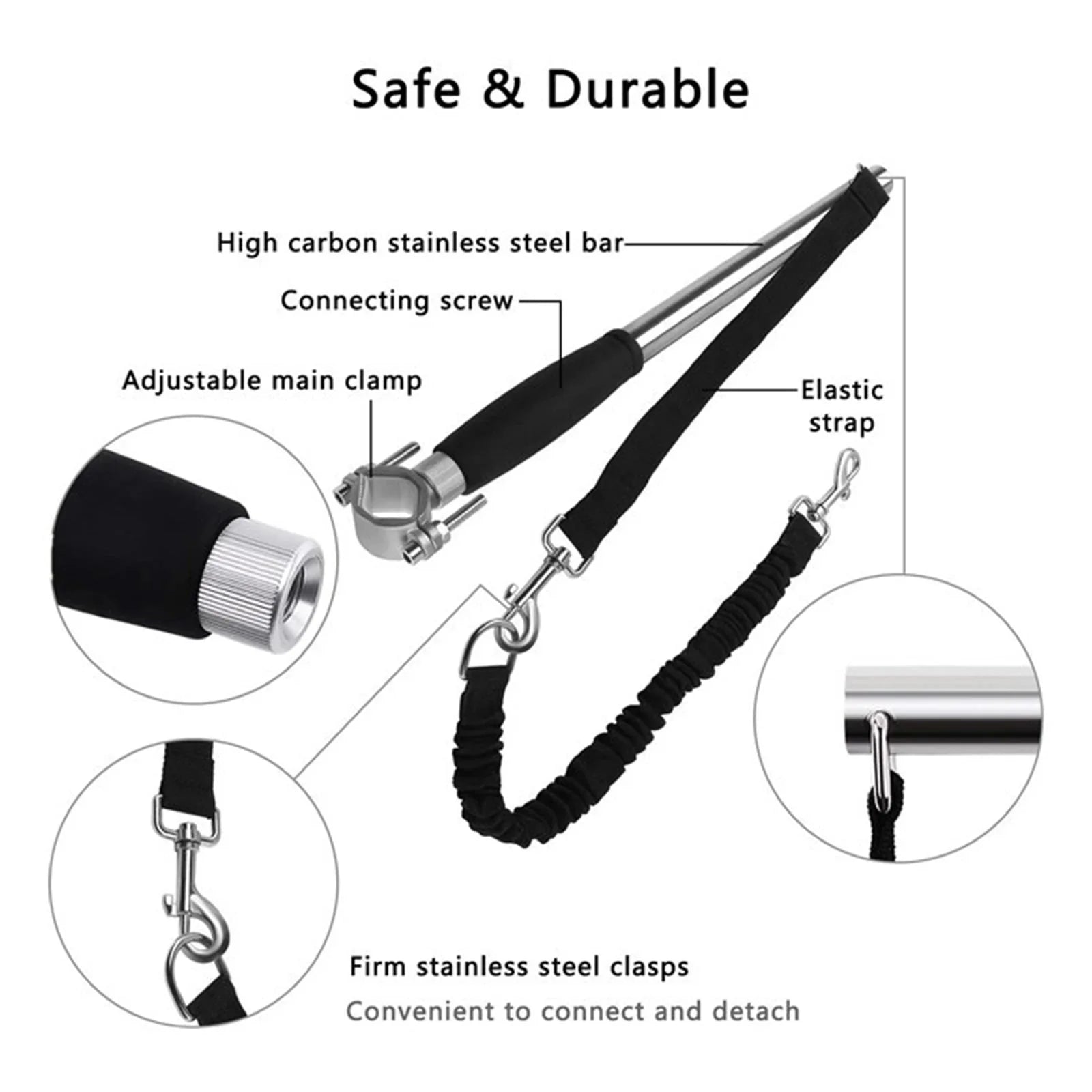 Dailypets Hands-Free Bicycle Dog Leash with Shock-Absorbing Bungee for Active Rides