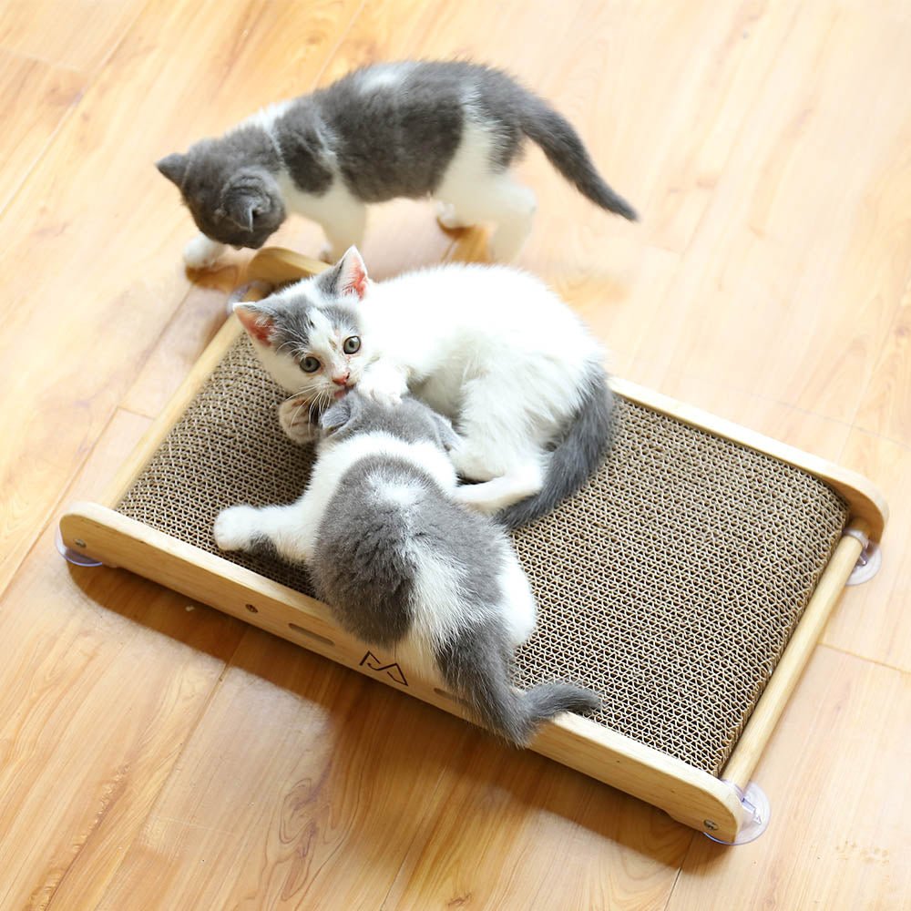 Dailypets Wall-Mounted Cat Scratching Board – Wooden Cat Scratcher with Suction Cup Mount