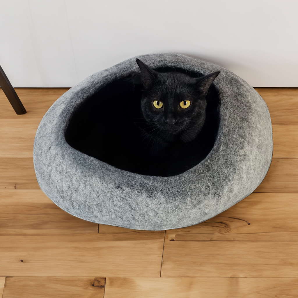 Dailypets Cozy Felted Wool Cat Cave Bed