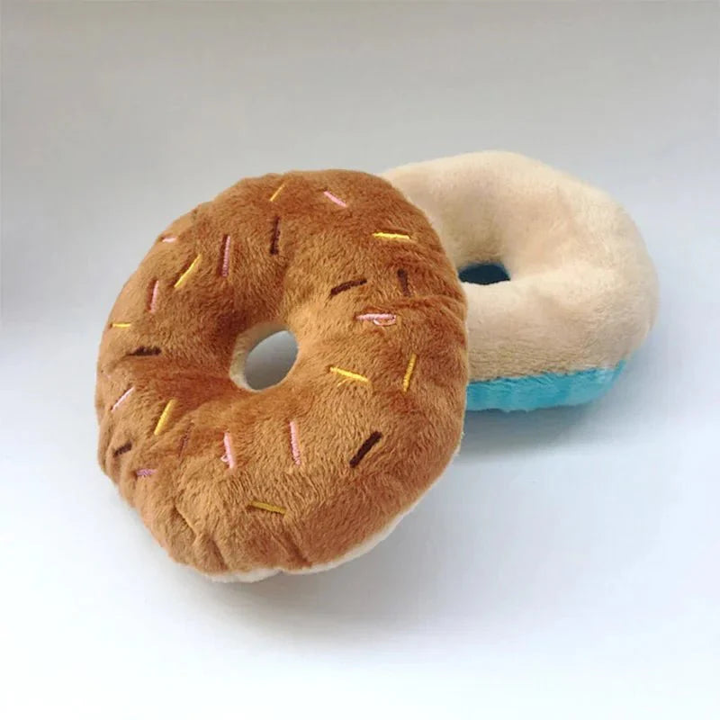 Dailypets Plush Donut Dog Toy with Squeaker for Small & Medium Dogs