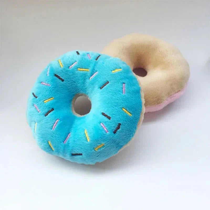 Dailypets Plush Donut Dog Toy with Squeaker for Small & Medium Dogs